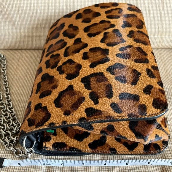 Niquea.D Purse Women’s Brown Animal Print Leather, Silver Chain Strap, HandBag - Picture 6 of 8